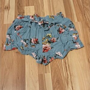 Jolt Women's High Waist Floral Shorts - Blue and Pink